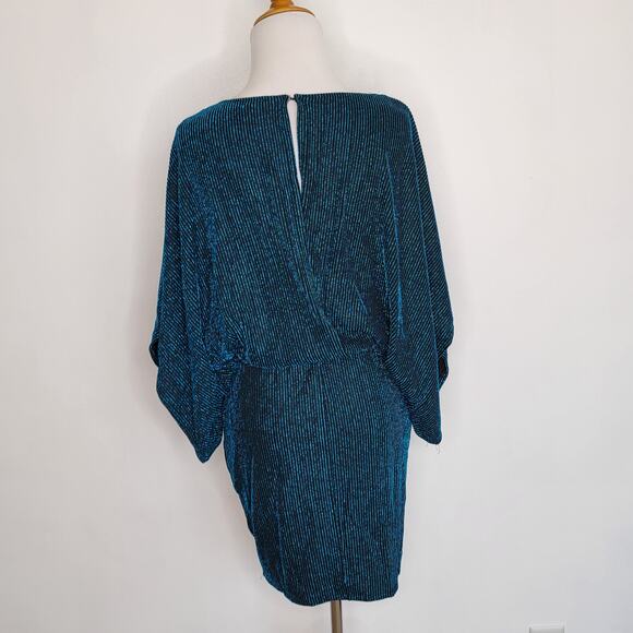 Jay Godfrey Kimono Sleeve Glam Dress Mini Blouson Blue Metallic Women 6 - Picture 3 of 12